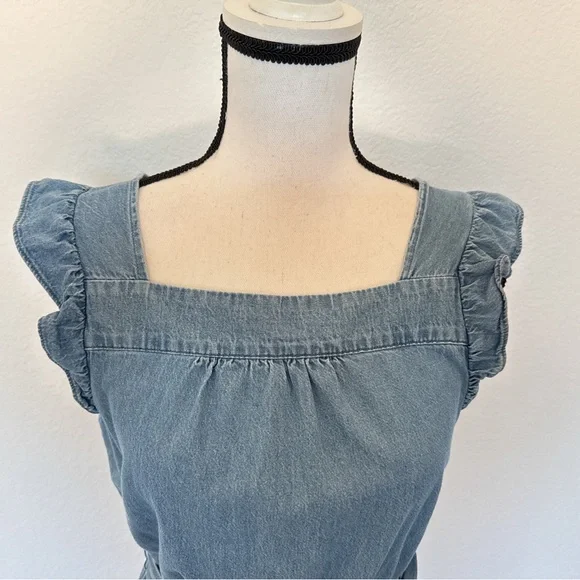 *SOLD* EUC Size S Denim Maxi Dress with Ruffled Cap Sleeves - Picture 2 of 9